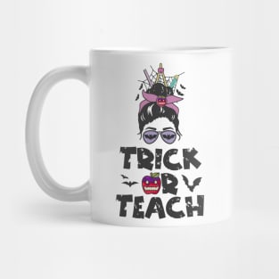 Trick Or Teach Messy Bun Halloween Teacher Costume Mug